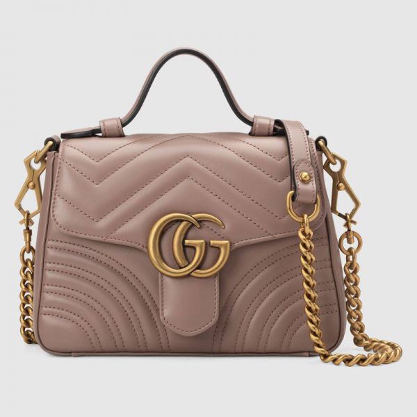 Gucci GG Marmont Mini Top Handle Shoulder Bag Pink
