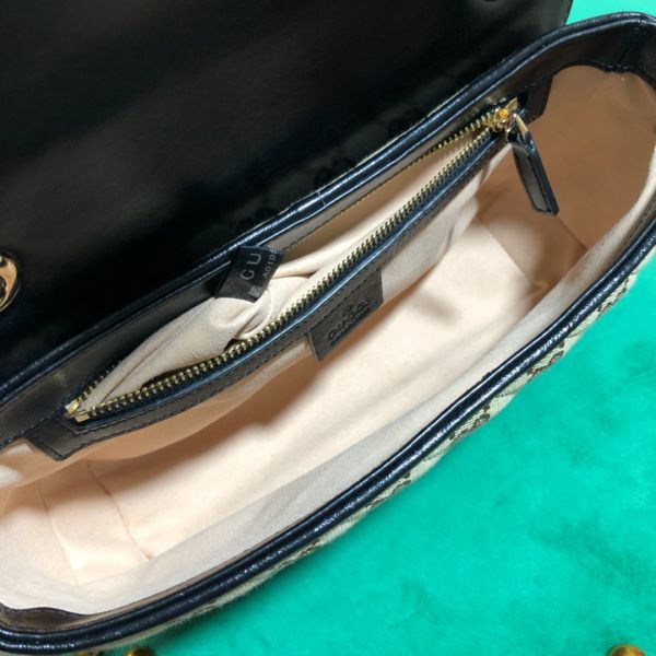 GUCCI GG Marmont Mini Canvas Leather Shoulder Bag Beige 446744