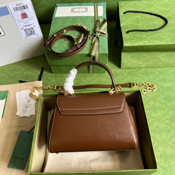 703848 Gucci Horsebit 1955 Mini Bag-Brown