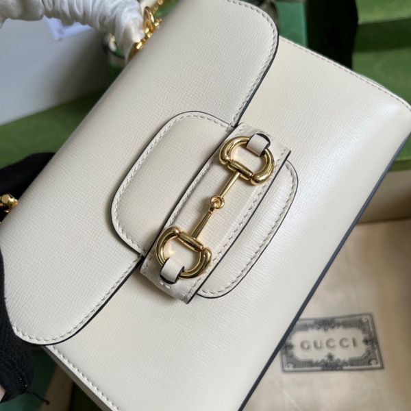 Gucci Horsebit 1955 Mini Top Handle Bag in White