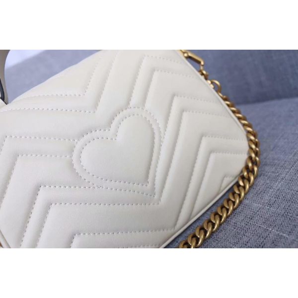 547260 Gucci 2019 GG Marmont Mini Top Handle Bag White