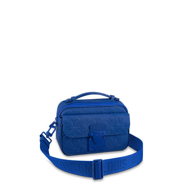 M58488 Louis Vuitton Monogram Embossed Taurillon Leather S Lock Messenger- Blue