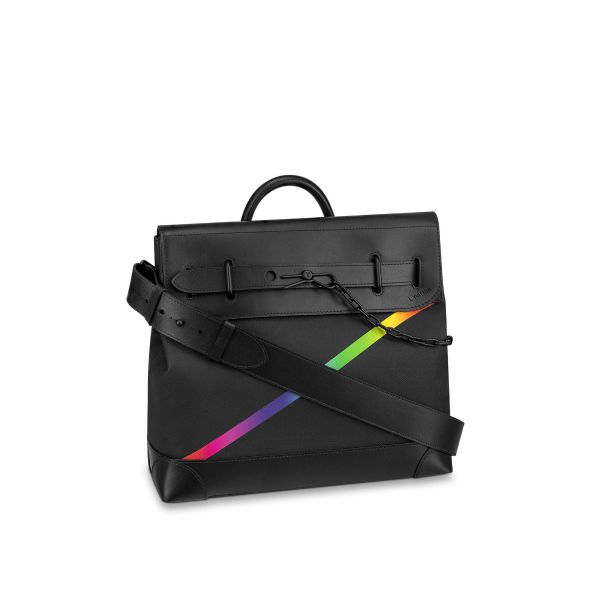 Louis Vuitton Steamer Taiga PM Black/Rainbow in Taiga Leather with