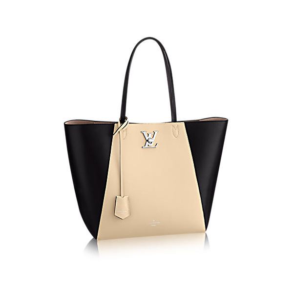 M42289 Louis Vuitton 2016 Premium Leather Lockme Cabas Handbag- Vanilla &  Noir