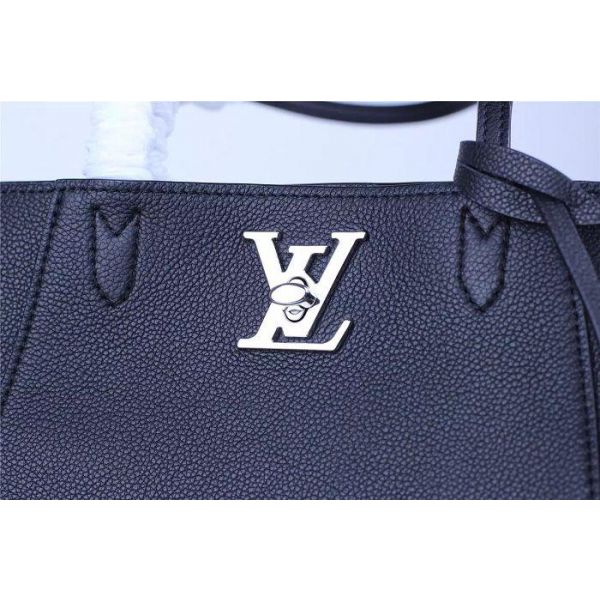 Louis Vuitton Black Leather Lockme Cabas Top Handle Bag Louis Vuitton