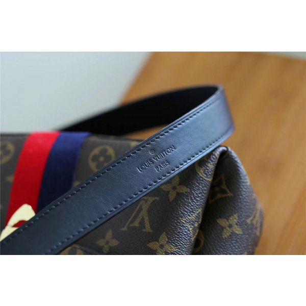 Louis Vuitton Cerise Red/ Marine Blue Monogram Georges MM Top Handle Bag w  Strap For Sale at 1stDibs
