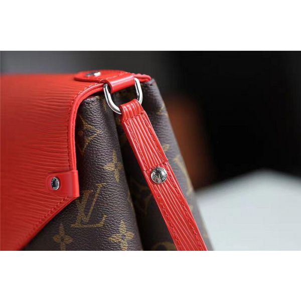 M44031 Louis Vuitton 2017 Premium Monogram Canvas & Epi Saint Michel Handbag -Red