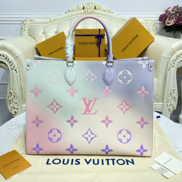 Louis Vuitton ONTHEGO GM Sunrise Pastel Tote Pink Purple Giant Flower  Monogram