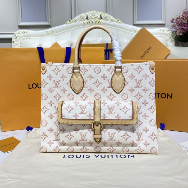 m46154 louis vuitton monogram coated onthego mm tote bag white 2