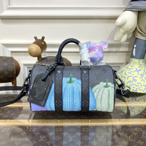 Handbags Louis Vuitton LV Keepall 25 Leather Blue