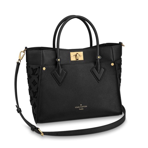 Louis Vuitton On My Side Monogram Tufting Calfskin Leather Black Tote