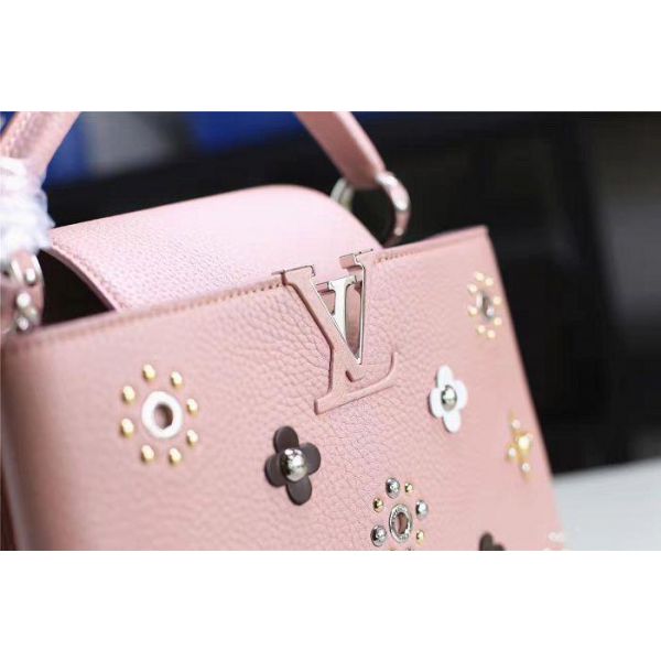 Louis Vuitton Capucines Taurillon Leather Satchel Bag Pink