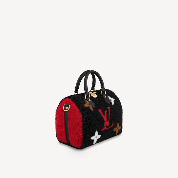 Louis Vuitton Twist Handbag Leather and Monogram Teddy Shearling