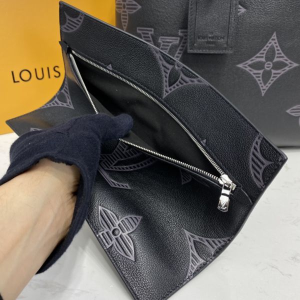 Louis Vuitton Black Leather Voyage PM Luggage Strap Silver Hardware