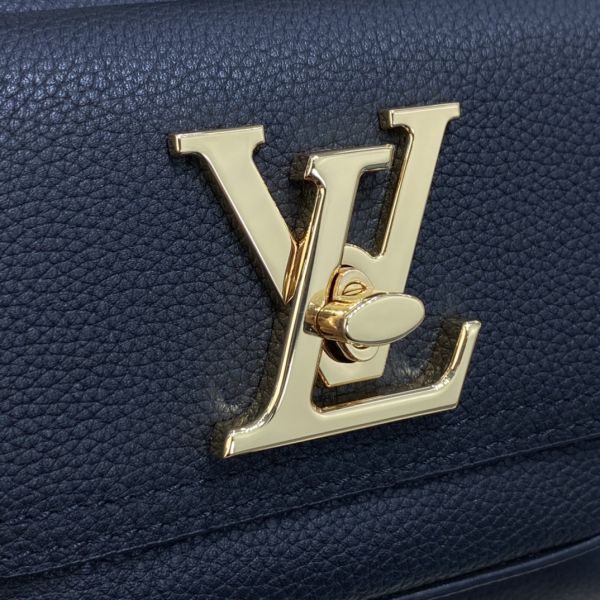 Louis Vuitton - Black Leather Calfskin Lock Me Bucket Bag