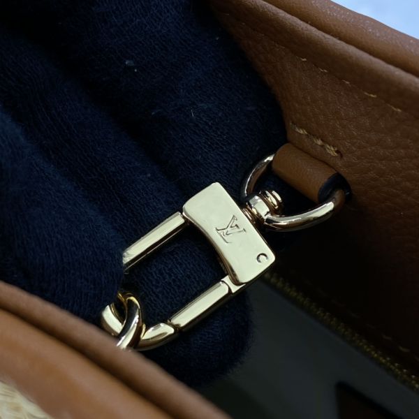 Louis+Vuitton+OnTheGo+Top+Handle+Bag+MM+Tan+Raffia for sale online