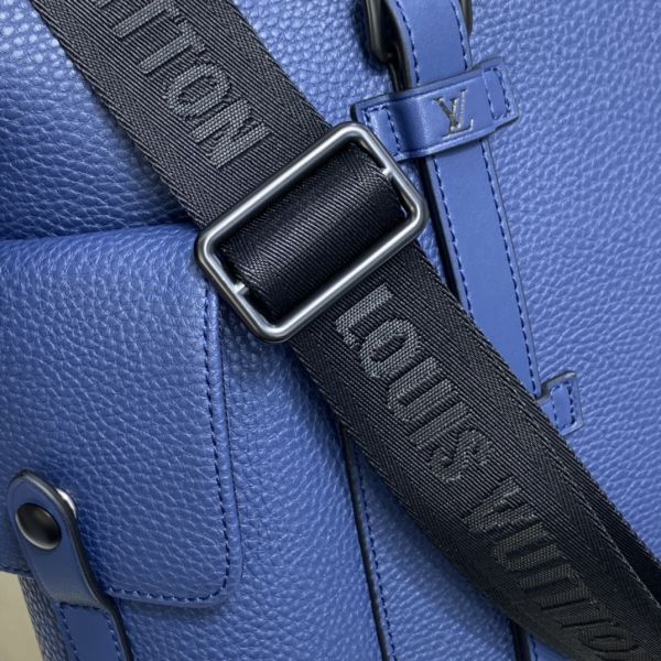 M58479 Louis Vuitton Taurillon Leather Classic Christopher Backpack-Blue