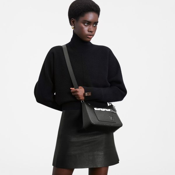 Louis Vuitton - LV- Marelle Black Epi Leather w/ White Pouch