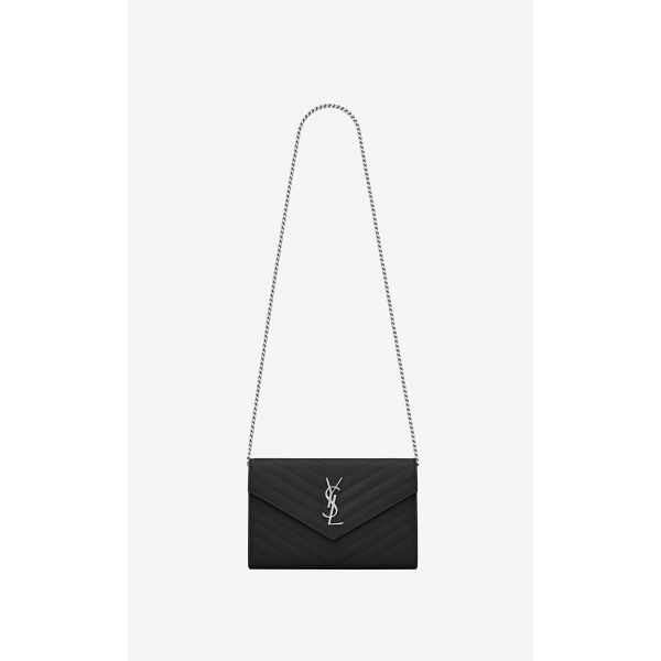 Saint Laurent Monogram Chain Wallet - Black