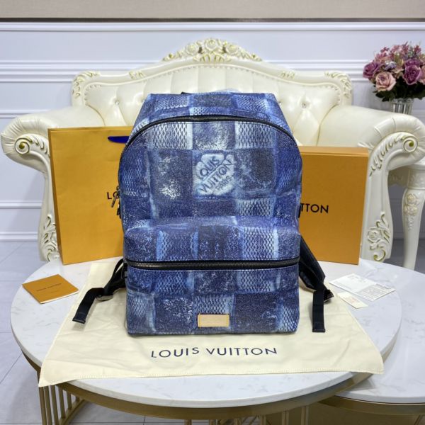 LOUIS VUITTON Discovery Monogram Leather Backpack Blue