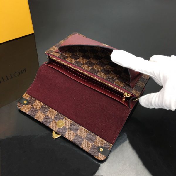 Louis Vuitton Damier Vavin Chain Wallet, Red, One Size