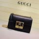 #409486 Gucci  Premium Padlock Leather Shoulder Bag-Black