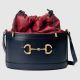 #602118 Gucci 1955 Horsebit Bucket Bag-Black/Red