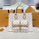 #M46154 Louis Vuitton Monogram Coated OnTheGo MM Tote Bag-White