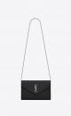  #360452 YSL SAINT LAURENT MONOGRAM CHAIN WALLET IN GRAIN DE POUDRE EMBOSSED LEATHER-BLACK SLIVER