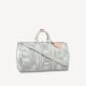 #N50069 Louis Vuitton Damier Salt Canvas Keepall Bandouliere 50-Stone Gray
