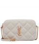YSL Saint Laurent Becky Quilted Double-Zip Pouch-Crema