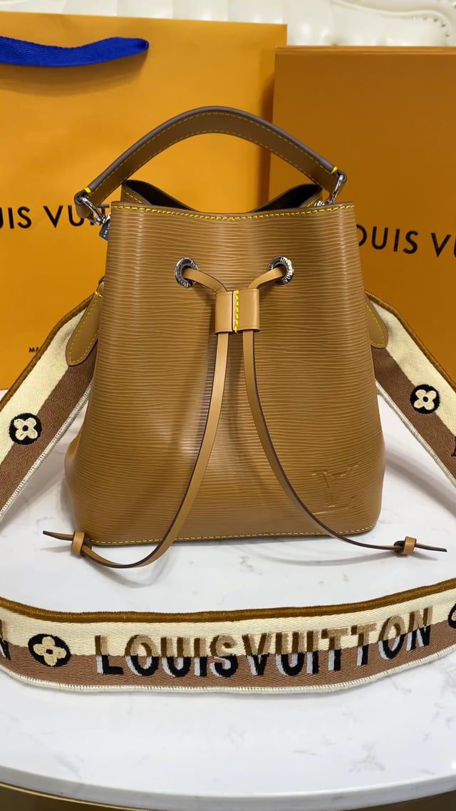 #m57706 l**is V*t*n epi grained néonoé bb bucket bag-honey gold