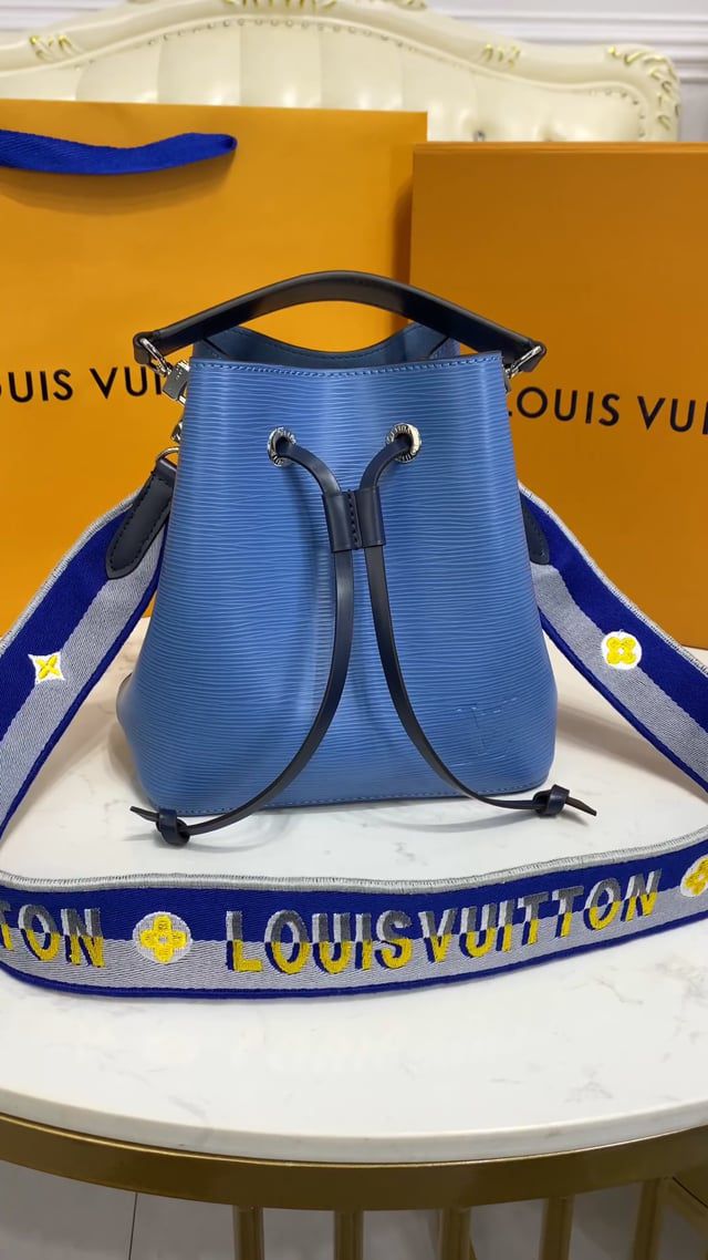 #m57691 l**is V*t*n epi grained néonoé bb bucket bag-bleuet blue