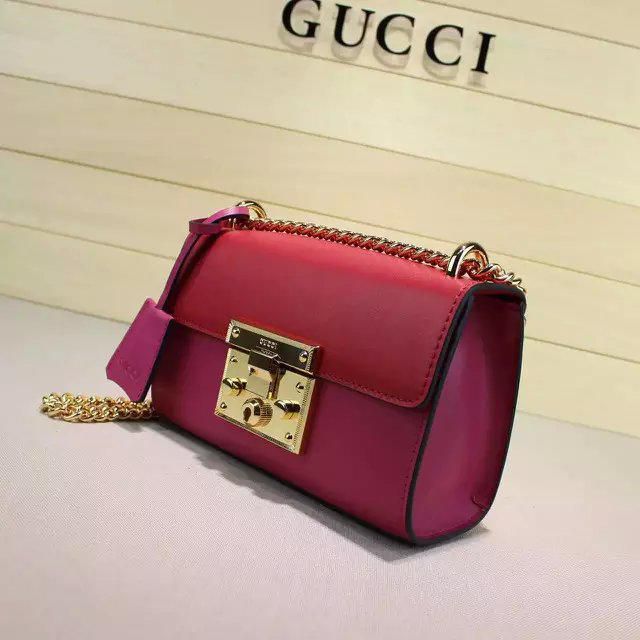 #409486 G*u*i premium padlock leather shoulder bag-red