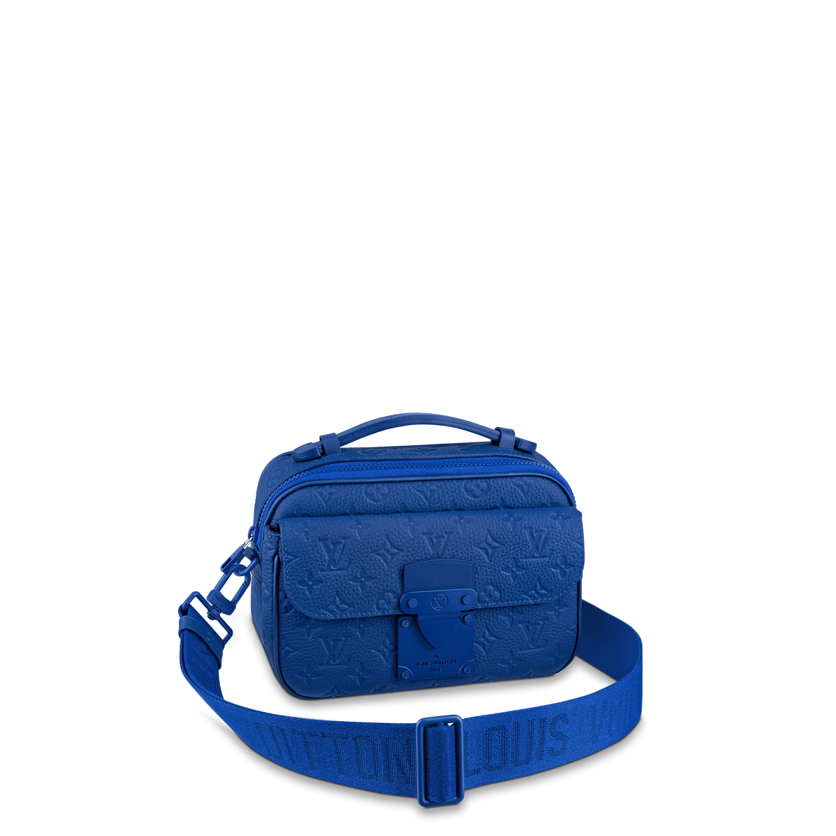 #m58488 l**is V*t*n monogram embossed taurillon leather s lock messenger-blue