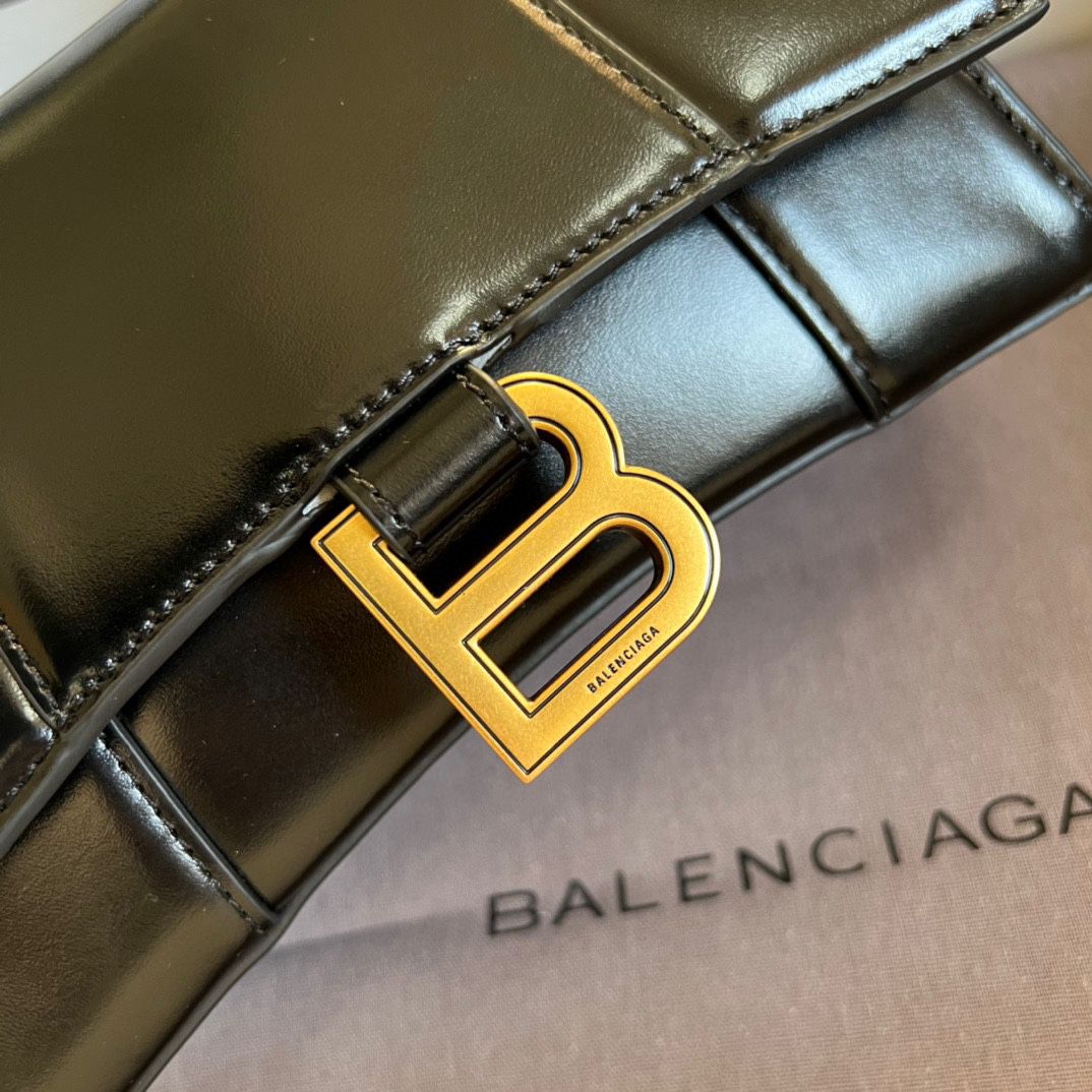 Ba*len*cia*ga hourglass xs handbag box in black