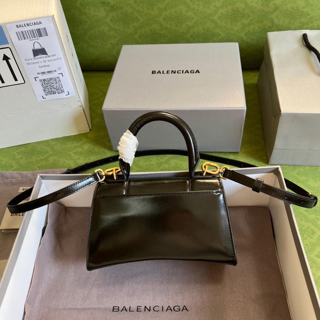 Ba*len*cia*ga hourglass xs handbag box in black