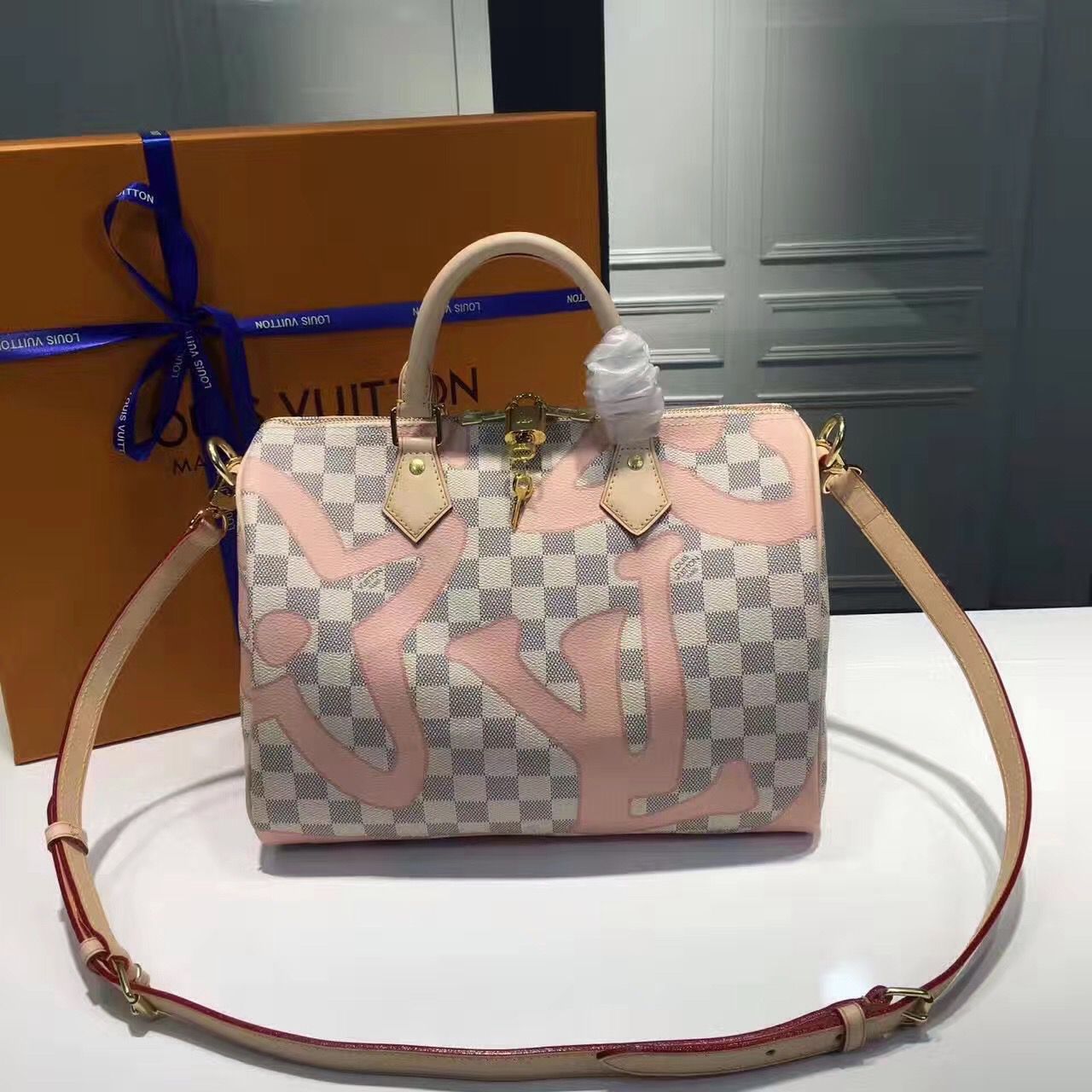 n41052 l**is V*t*n 2017 premium damier azur speedy bandoulière 30