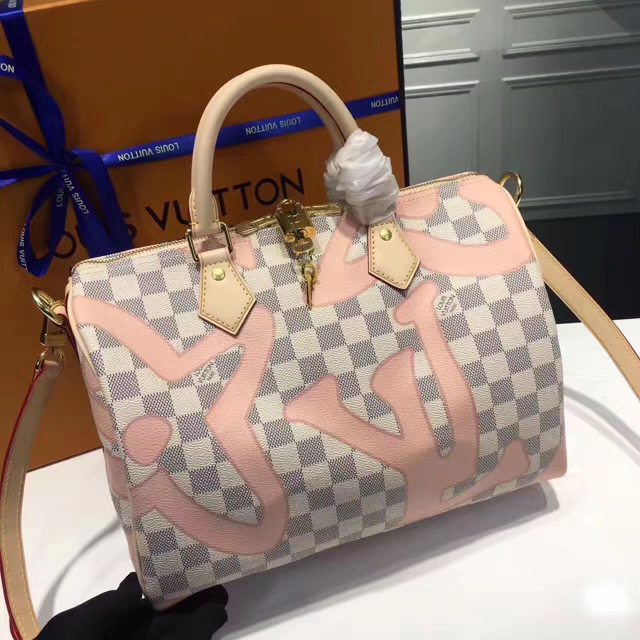 n41052 l**is V*t*n 2017 premium damier azur speedy bandoulière 30