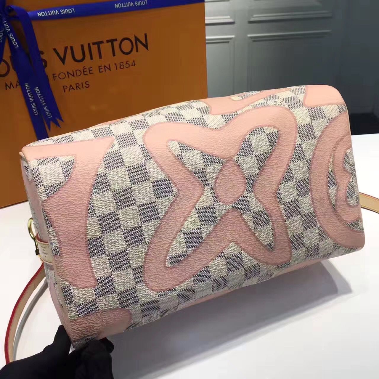 n41052 l**is V*t*n 2017 premium damier azur speedy bandoulière 30