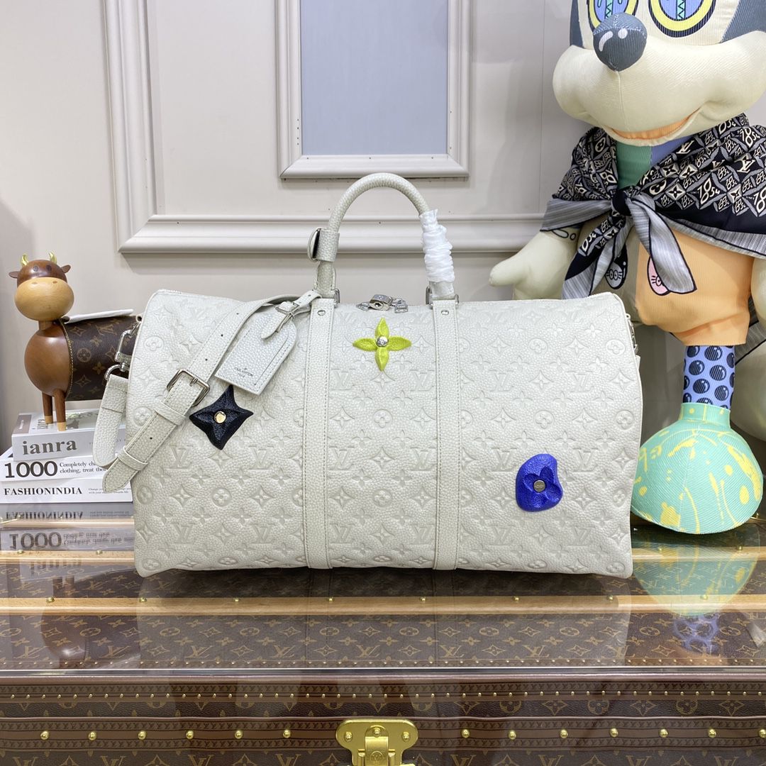 #m20901 l**is V*t*n taurillon monogram keepall 50 bag-cream