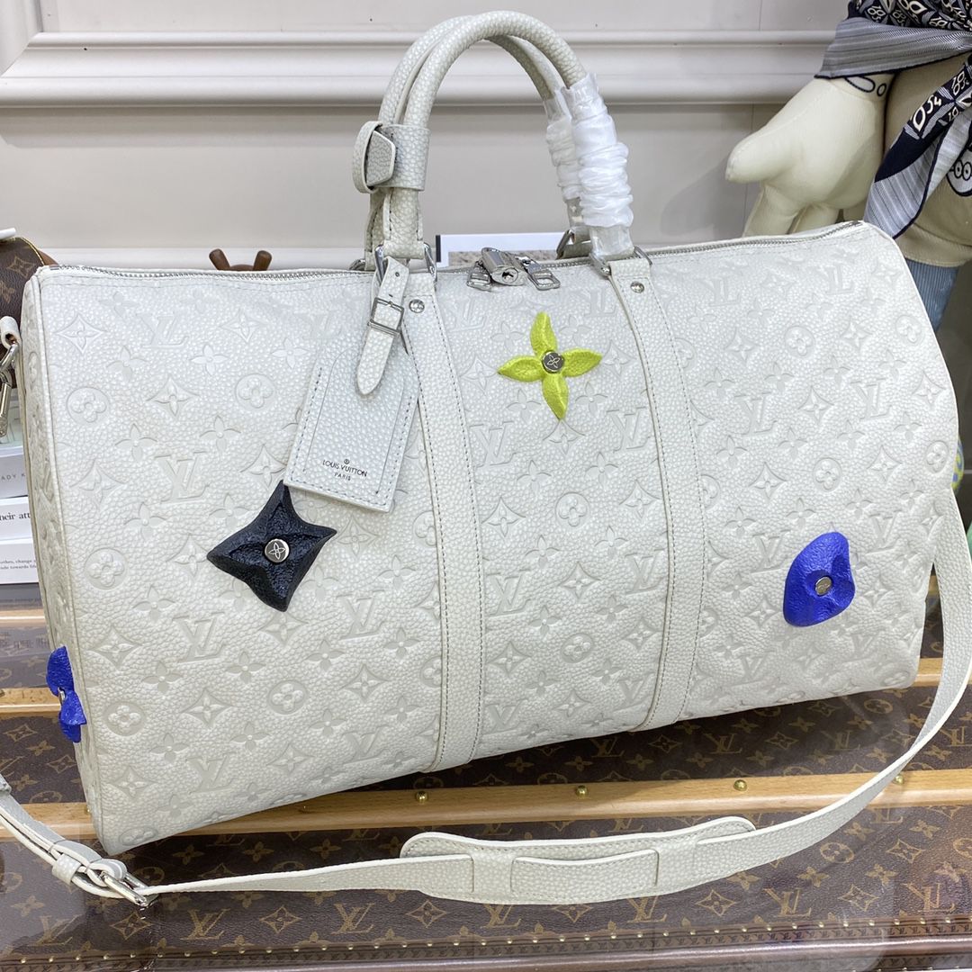 #m20901 l**is V*t*n taurillon monogram keepall 50 bag-cream