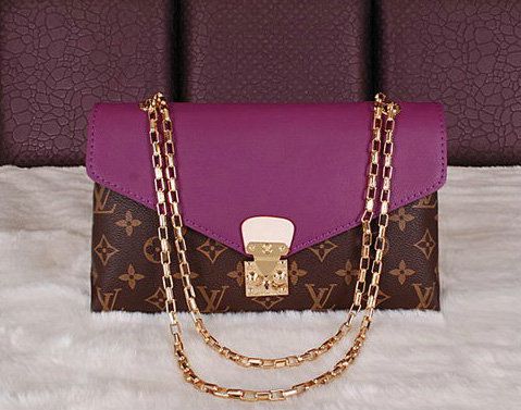 m41200 l**is V*t*n 2014 pallas chain aurore shoulder bag-purple