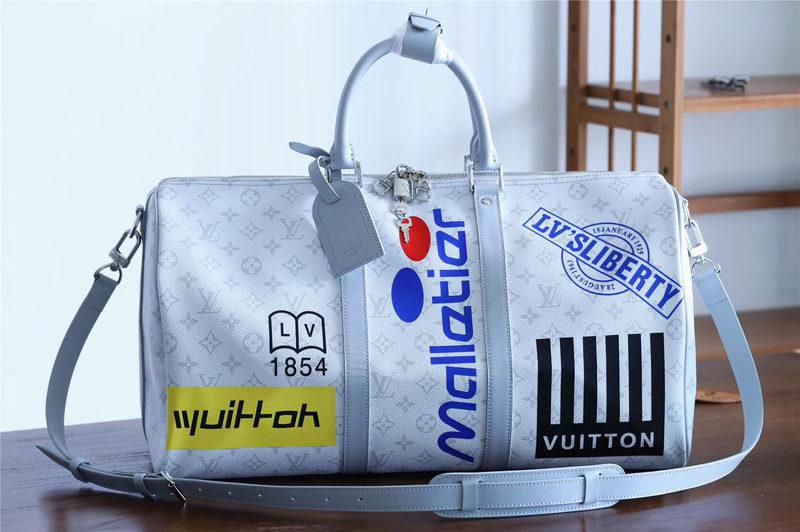 #m44643 l**is V*t*n 2019 historic monogram canvas keepall bandoulière 50-white