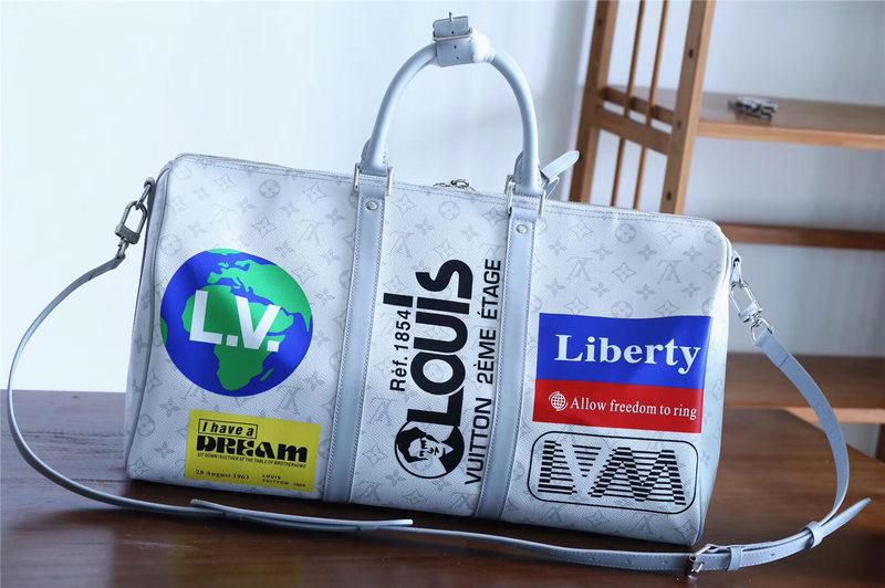#m44643 l**is V*t*n 2019 historic monogram canvas keepall bandoulière 50-white