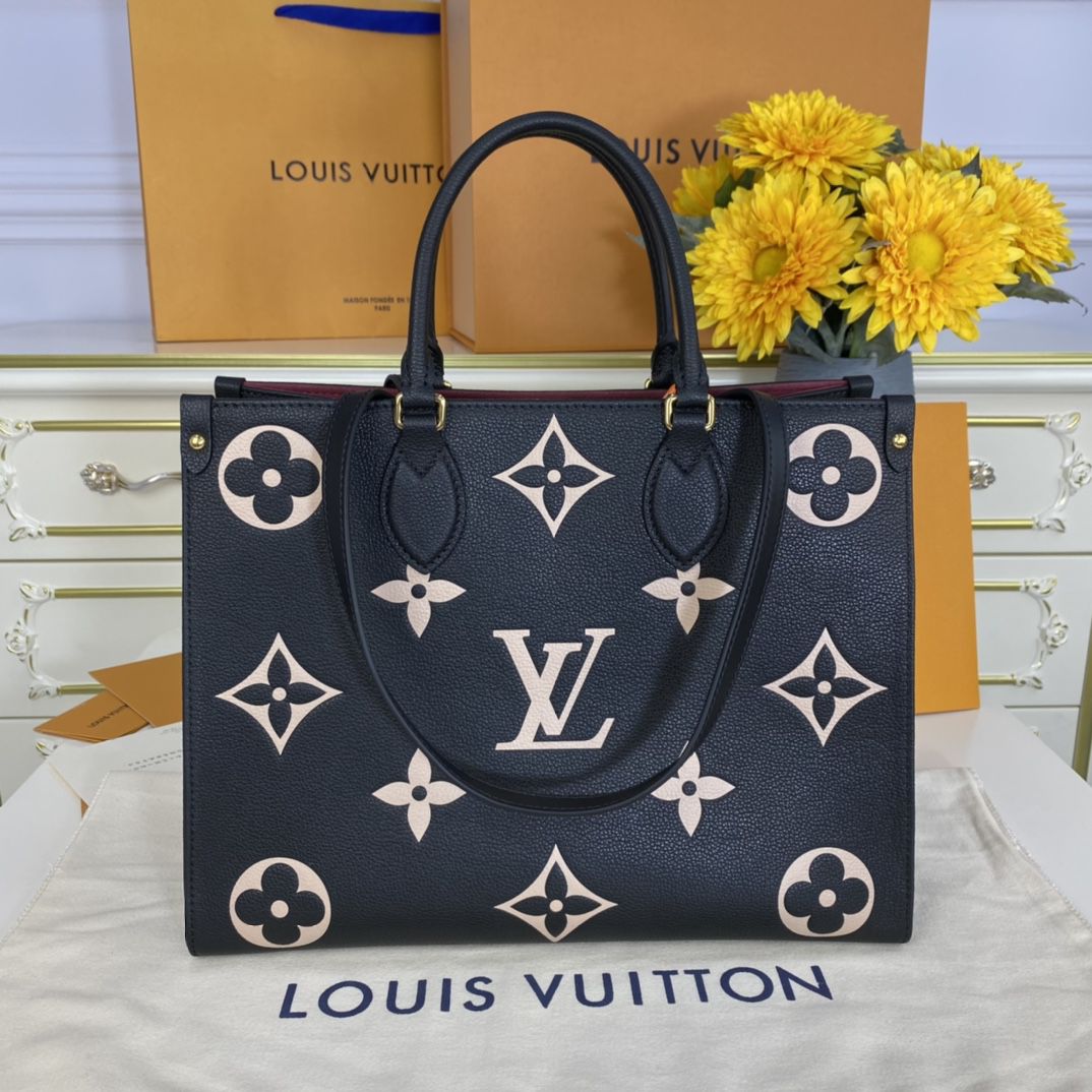 #m45495 l**is V*t*n medium bicolor monogram onthego mm-black/beige