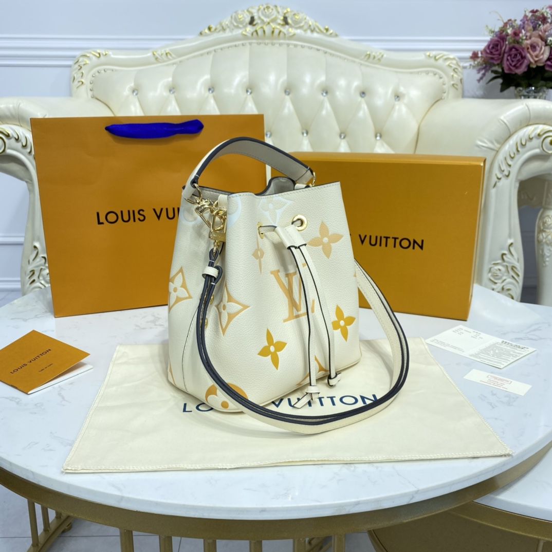 #m45716 l**is V*t*n monogram empreinte néonoé bb bucket bag-cream