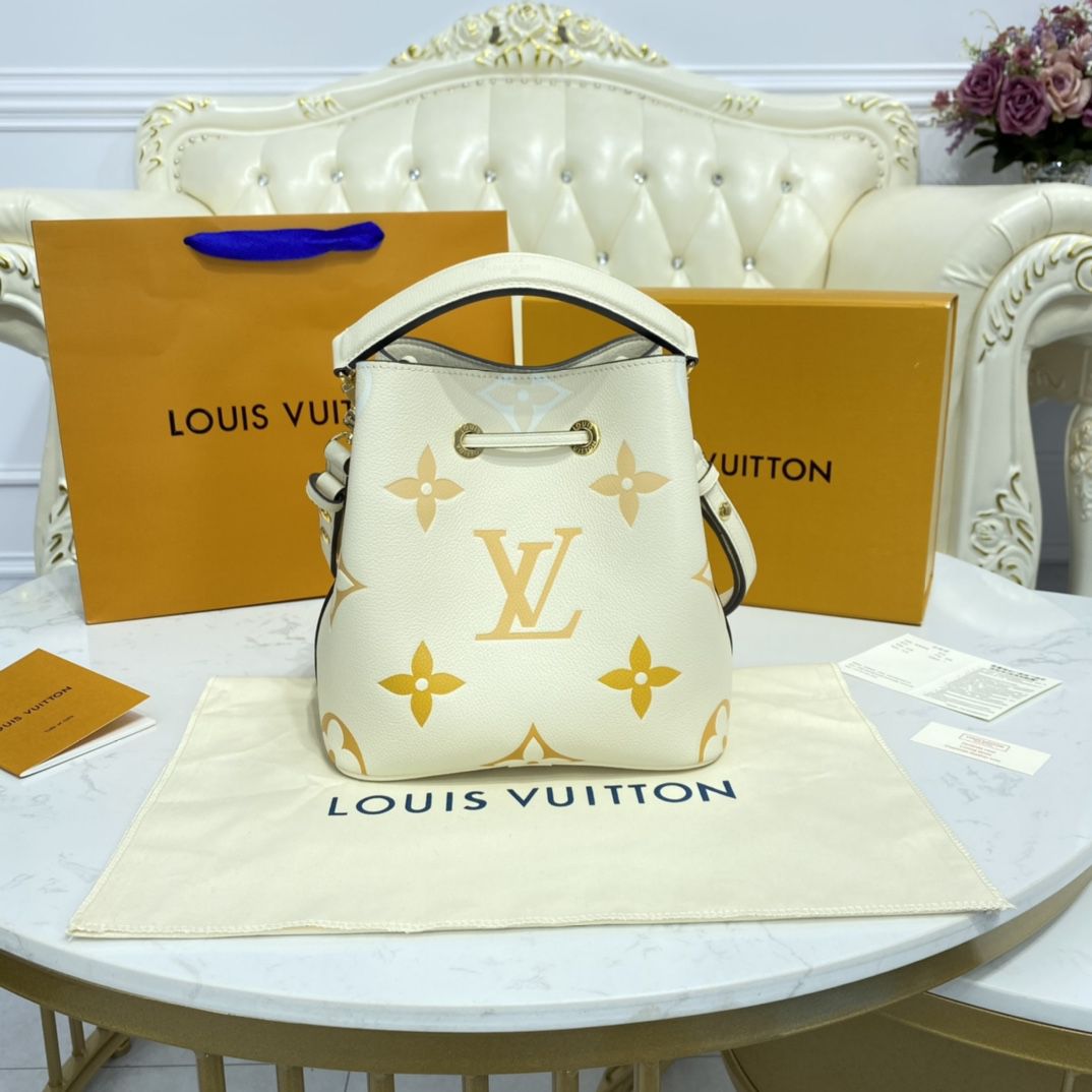 #m45716 l**is V*t*n monogram empreinte néonoé bb bucket bag-cream