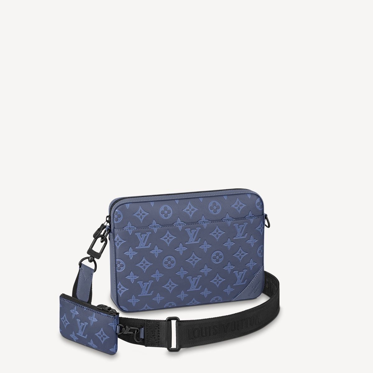 #m45730 l**is V*t*n monogram shadow duo messenger bag-navy blue