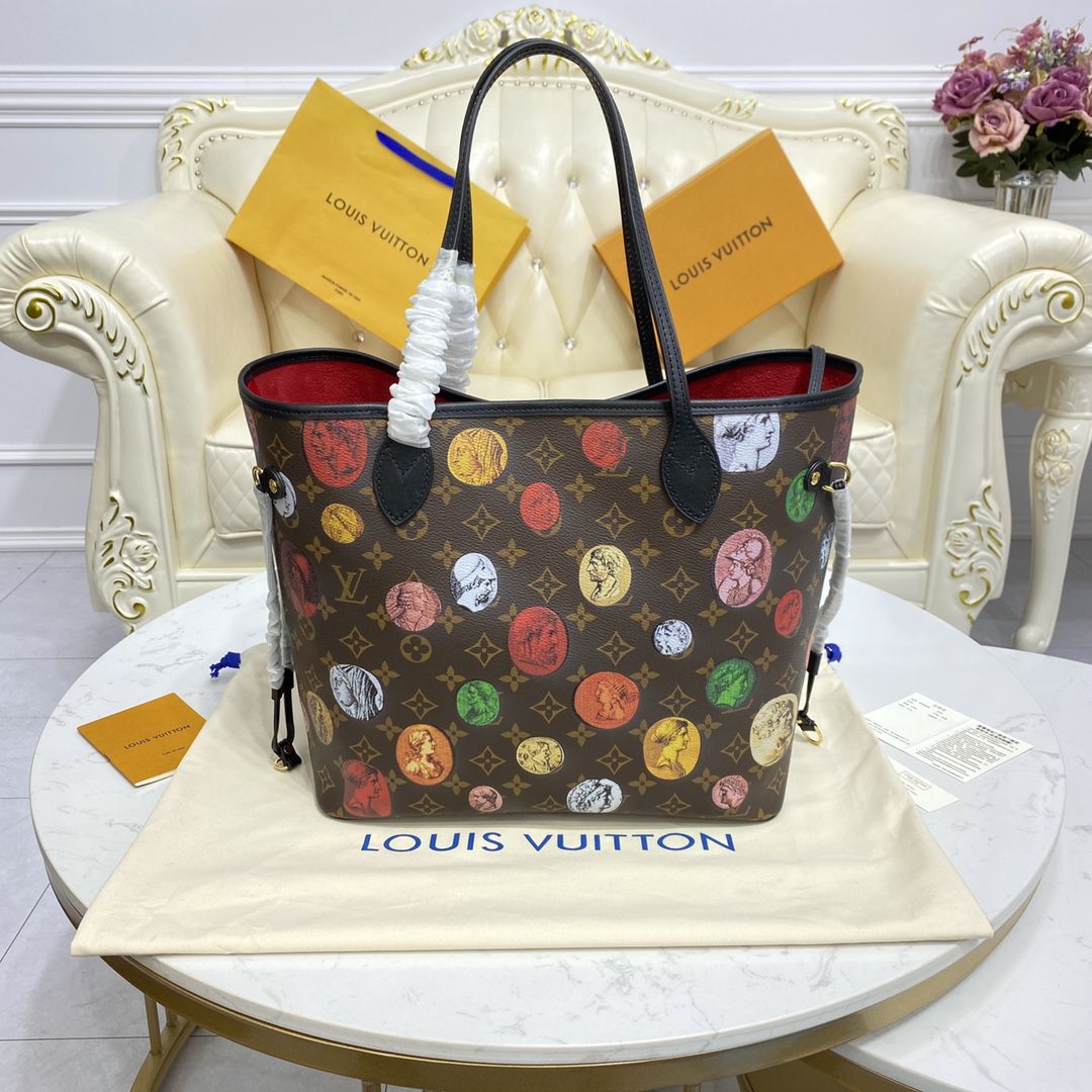#m45923 l**is V*t*n lvxfornasetti monogram cameo neverfull mm tote bag